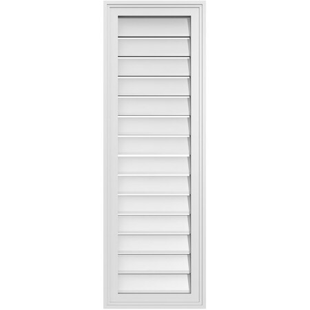 Ekena Millwork Vertical Surface Mount PVC Gable Vent: Functional, w/ 2"W x 1-1/2"P Brickmould Frame, 14"W x 42"H GVPVE14X4202SF